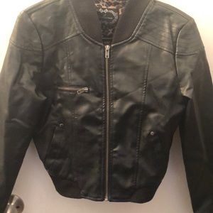 Ambiance faux leather crop jacket